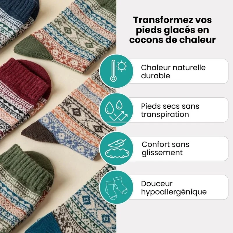 Chaussettes Laine Femme 4 paires – Confort & Isolation Hiver