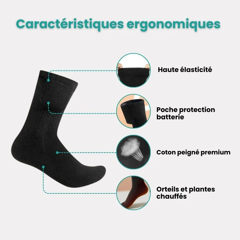 Chaussettes Chauffantes Rechargeables – Chaleur Instantanée