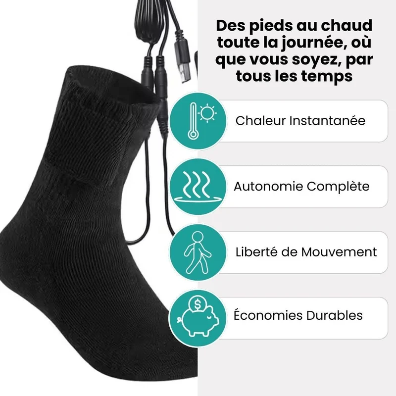 Chaussettes Chauffantes Rechargeables – Chaleur Instantanée
