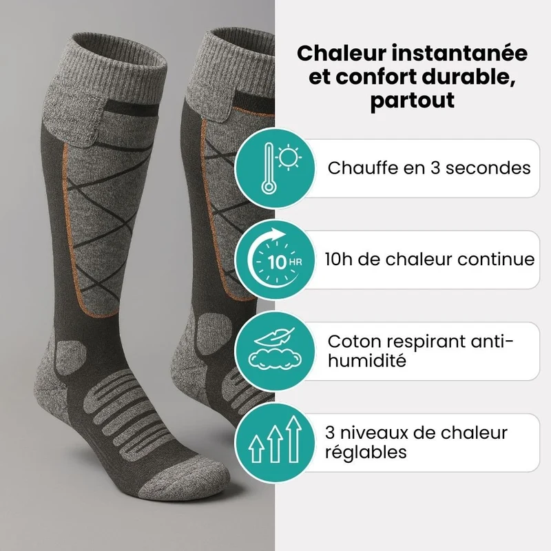 Chaussettes Chauffantes Hiver – Protection Anti-Froid & Bien-être