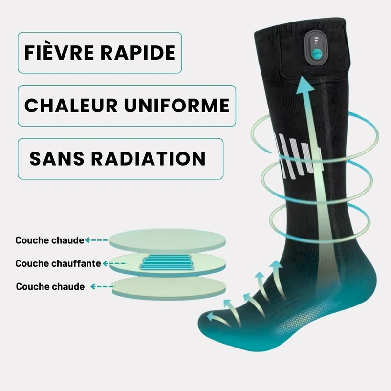 Chaussettes Chauffantes Sport – Ski, Randonnée & Pêche (Taille Universelle)