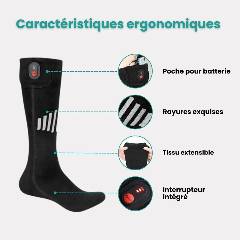 Chaussettes Chauffantes Sport – Ski, Randonnée & Pêche (Taille Universelle)