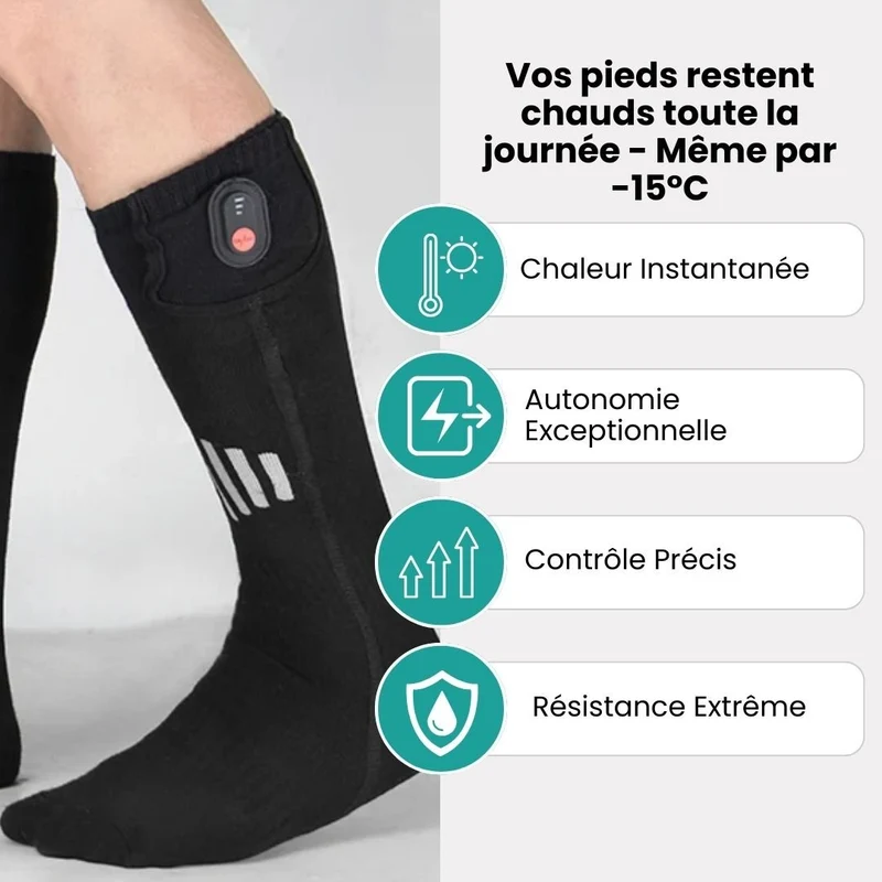 Chaussettes Chauffantes Sport – Ski, Randonnée & Pêche (Taille Universelle)
