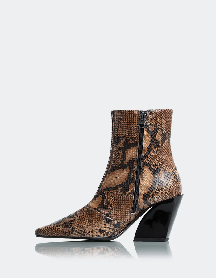 Melibella Tan Snake Boots