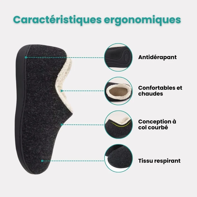 Chaussons Orthopédiques Antidérapants | Chaleur & Stabilité Hiver Femme