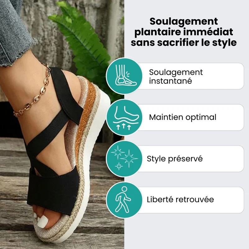 Sandales Compensées avec Soutien Orthopédique