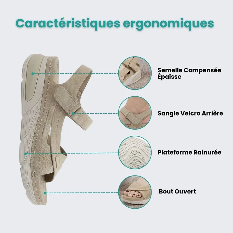 Sandales Compensées Orthopédiques – Confort Toute la Journée