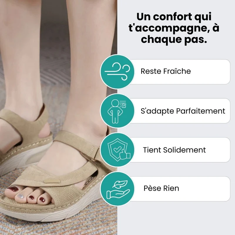 Sandales Compensées Orthopédiques – Confort Toute la Journée