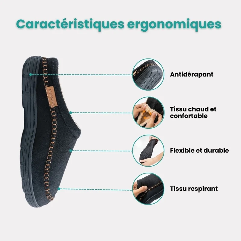 Pantoufles chaudes homme | Élegante & Doublure anti-froid