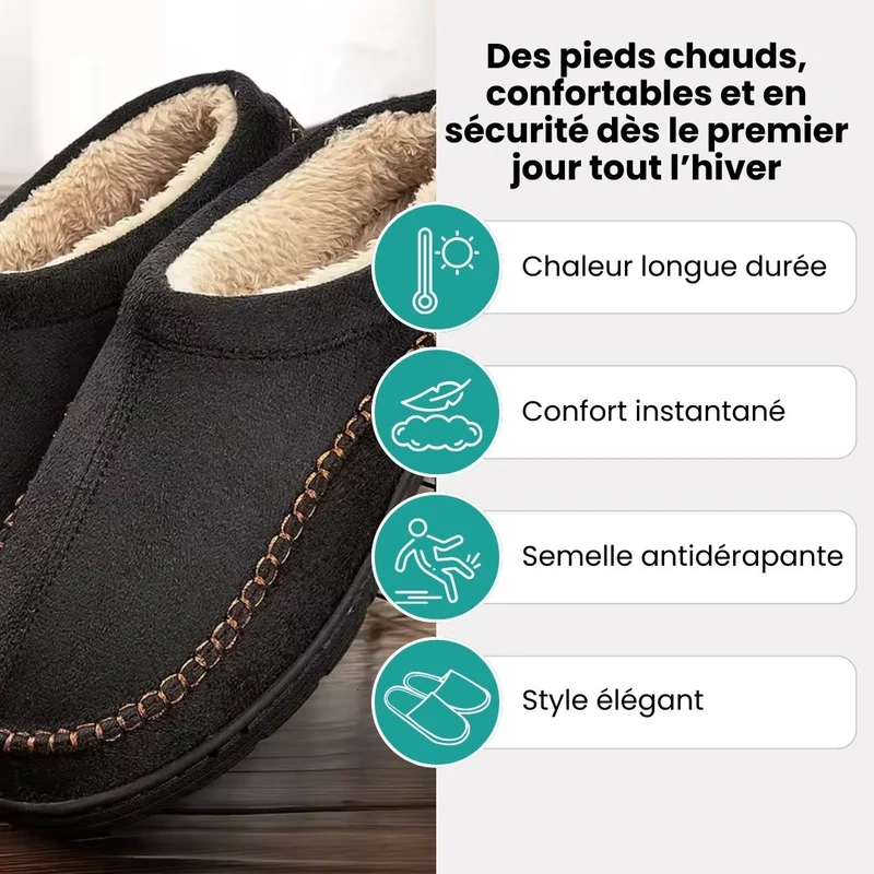 Pantoufles chaudes homme | Élegante & Doublure anti-froid