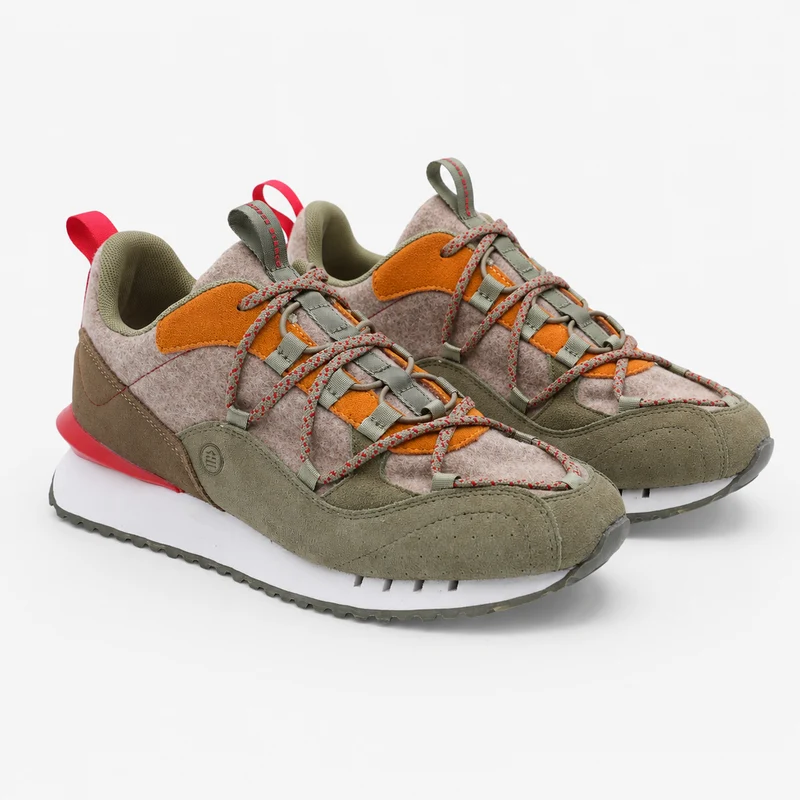 Sneakers Appolo lainage et suède taupe