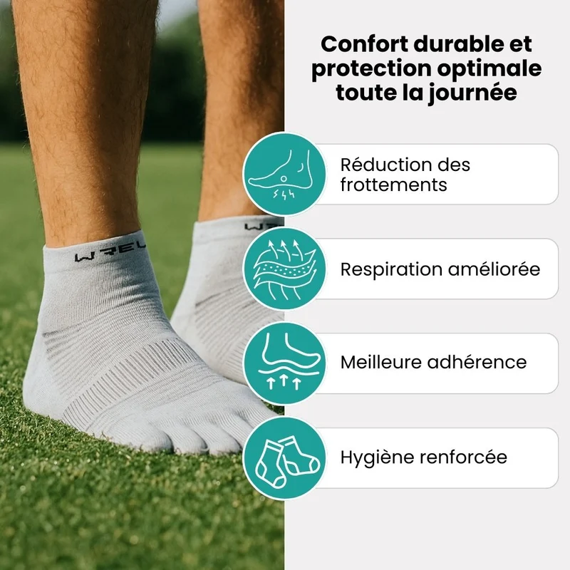 Chaussettes de sport 5 doigts | Anti-ampoules & respirantes