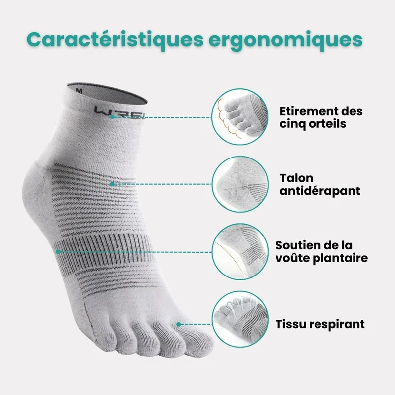 Chaussettes de sport 5 doigts | Anti-ampoules & respirantes