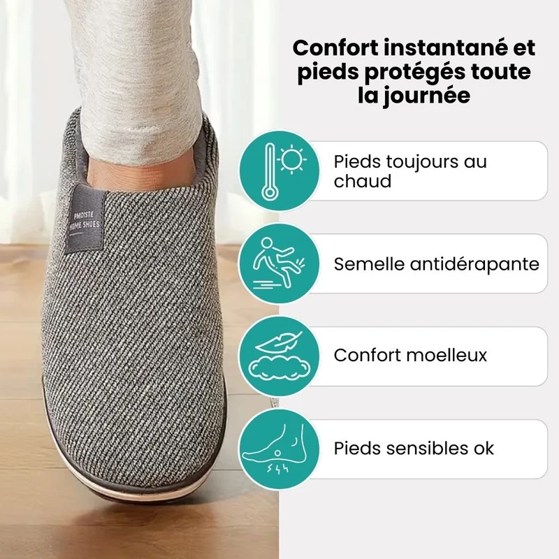 Pantoufles Orthopédiques Chaudes | Confort Hiver en Coton