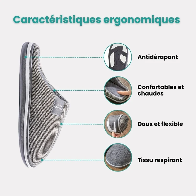Pantoufles Orthopédiques Chaudes | Confort Hiver en Coton