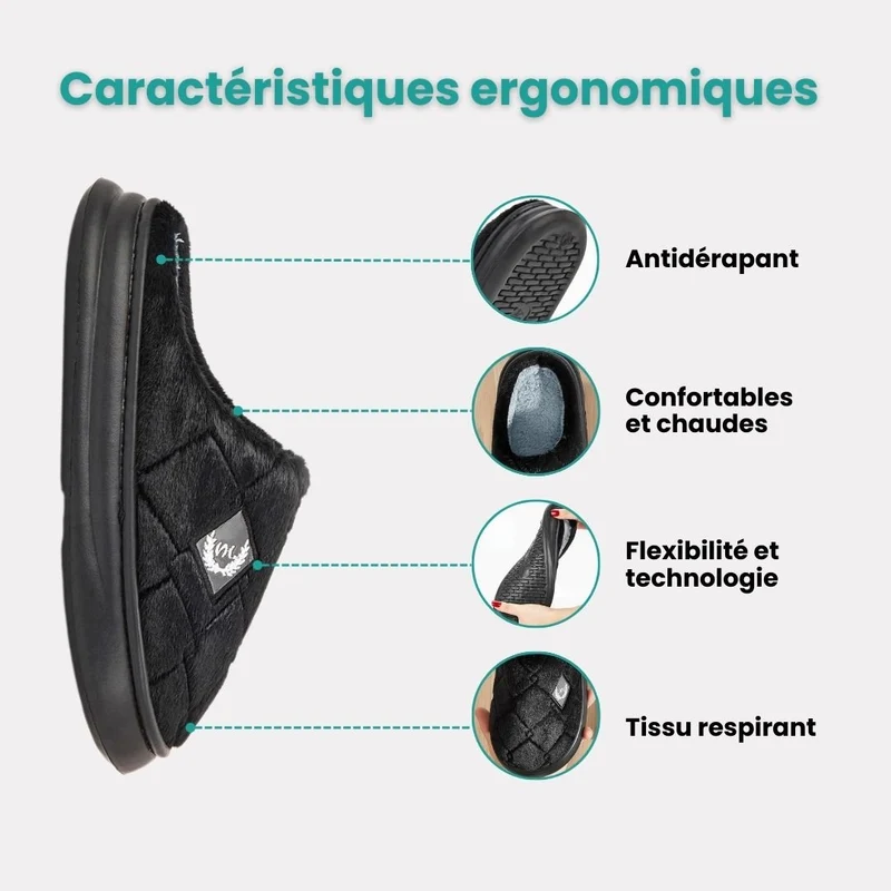 Pantoufles Orthopédique Homme | Plaid Fourrées & mémoire de forme