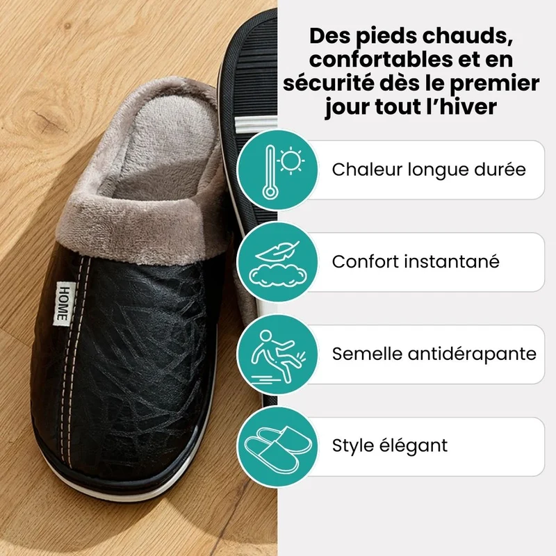 Pantoufles Grande Taille en Cuir Homme | Élégance & Isolation