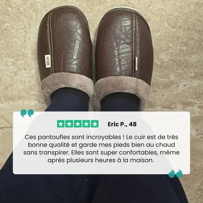 Pantoufles Grande Taille en Cuir Homme | Élégance & Isolation