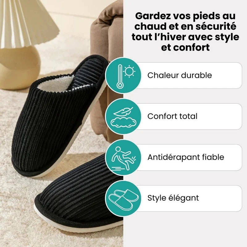 Pantoufles d'hiver Hiver homme | Chaude & antidérapant