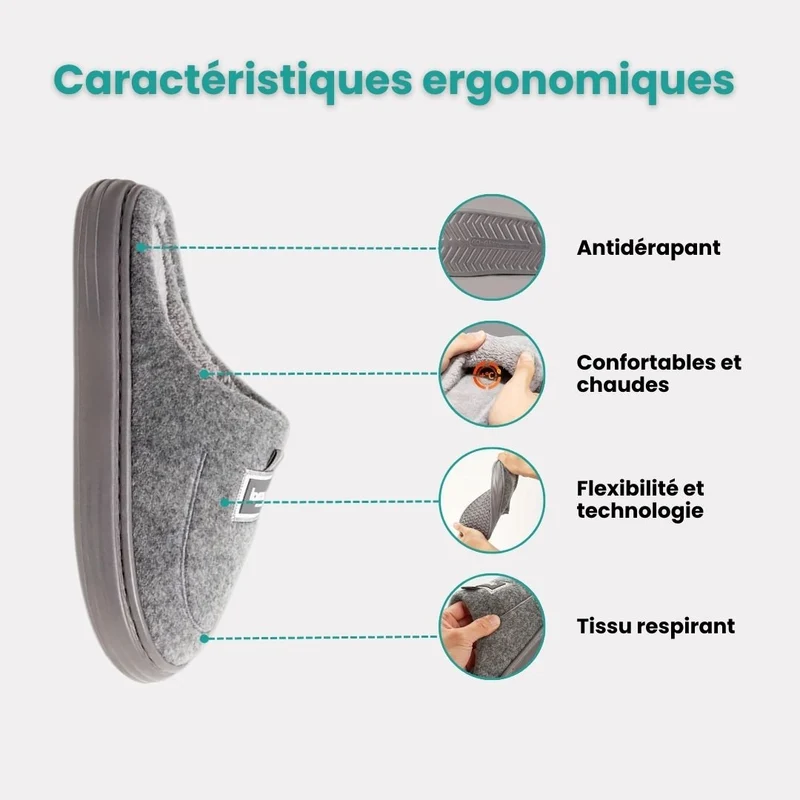 Pantoufles Orthopédique grande taille mémoire de forme | Chaleur et maintien XXL