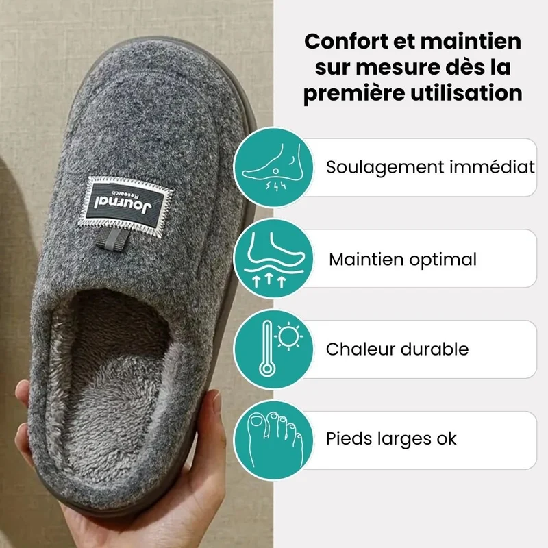 Pantoufles Orthopédique grande taille mémoire de forme | Chaleur et maintien XXL