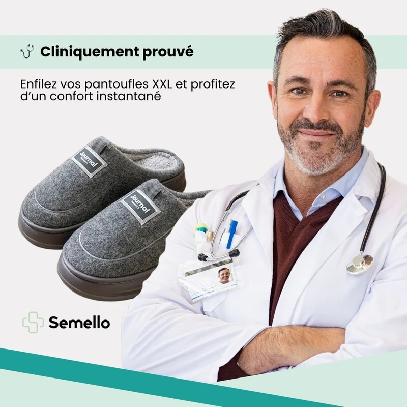 Pantoufles Orthopédique grande taille mémoire de forme | Chaleur et maintien XXL