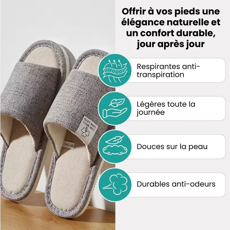 Pantoufles en lin respirant | Élégance et confort naturel
