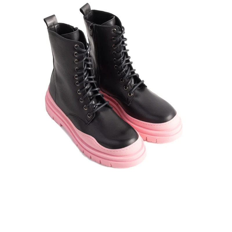 Nagasaki Black Leather/Pink Sole