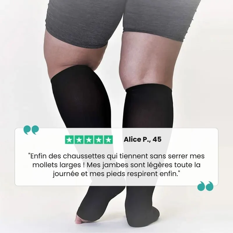 Chaussettes de Compression Ouvertes – Grand Format & Mollets Larges