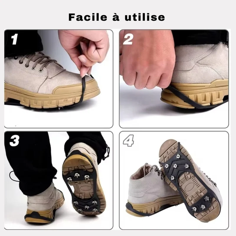 Crampons Antidérapants pour Chaussures – 8 Dents, Neige & Randonnée