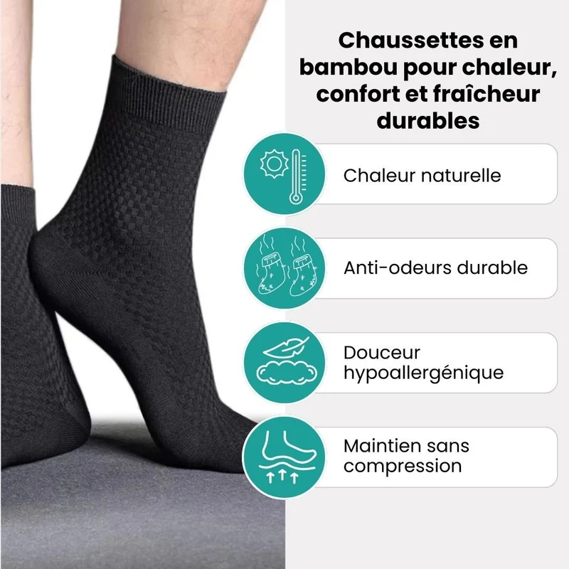 Chaussettes en bambou haute | Chaleur & Anti-odeurs