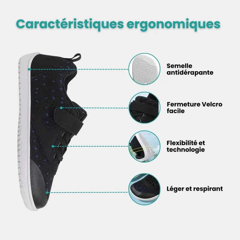 Chaussures barefoot enfants large et flexible
