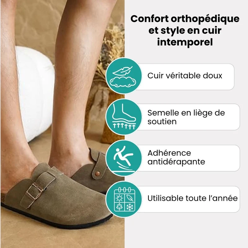 Mules en cuir avec semelle en Cuire & Liège