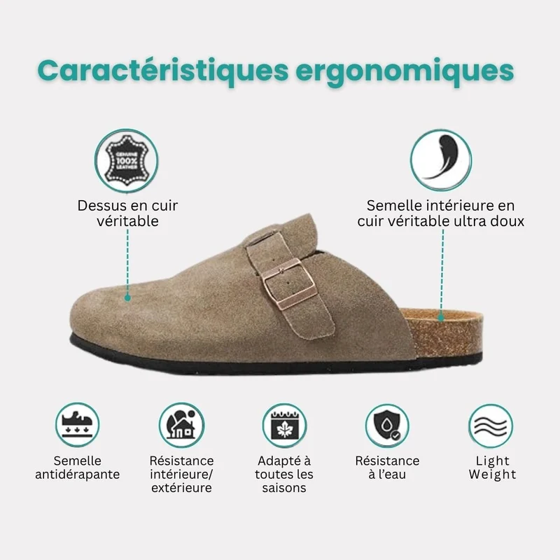 Mules en cuir avec semelle en Cuire & Liège