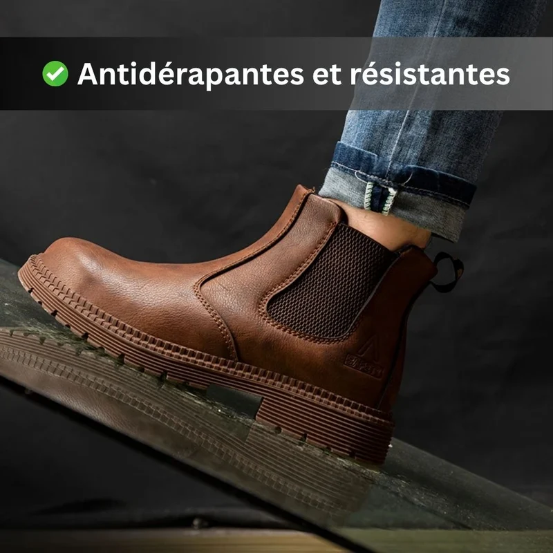 Bottine de sécurité en cuir unisexes
