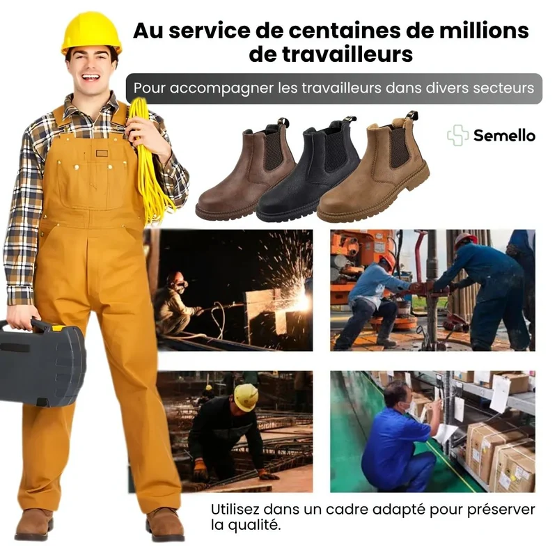Bottine de sécurité en cuir unisexes