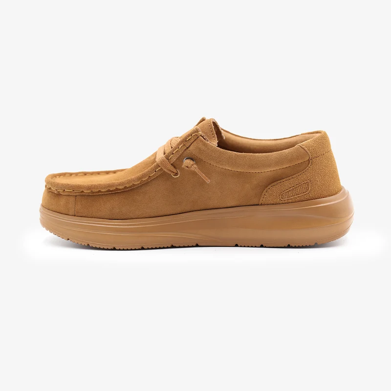 Chaussure bateau Saint‑Jean nubuck camel