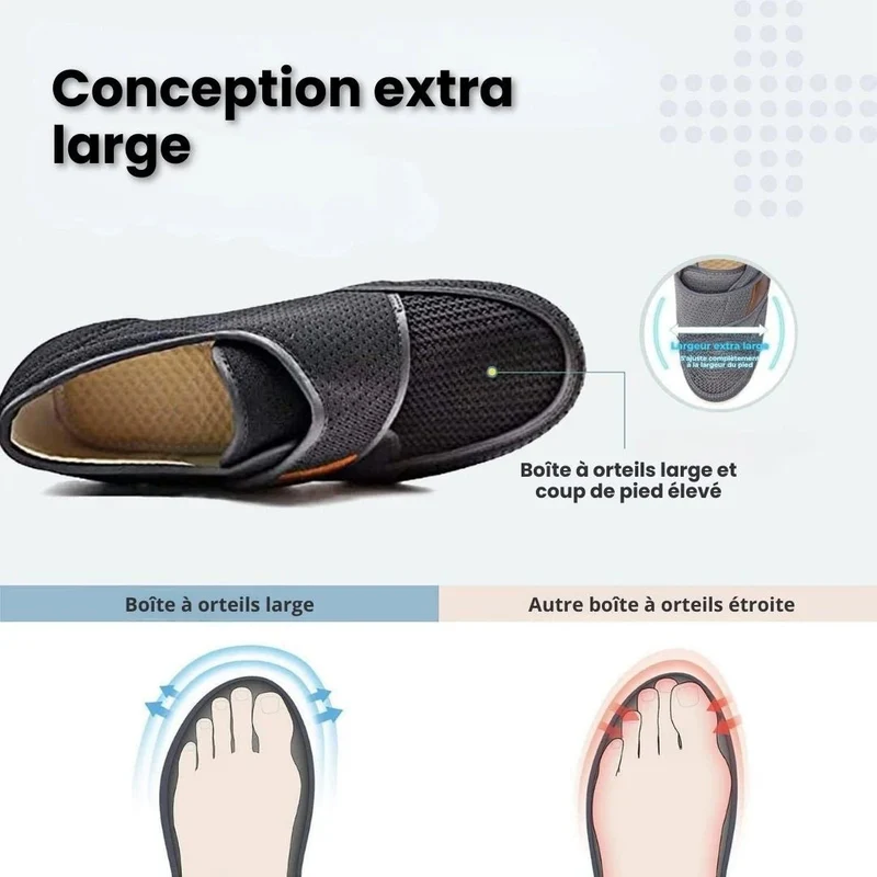 Chaussures Orthopédiques Large à Scratch | Anti Frottement