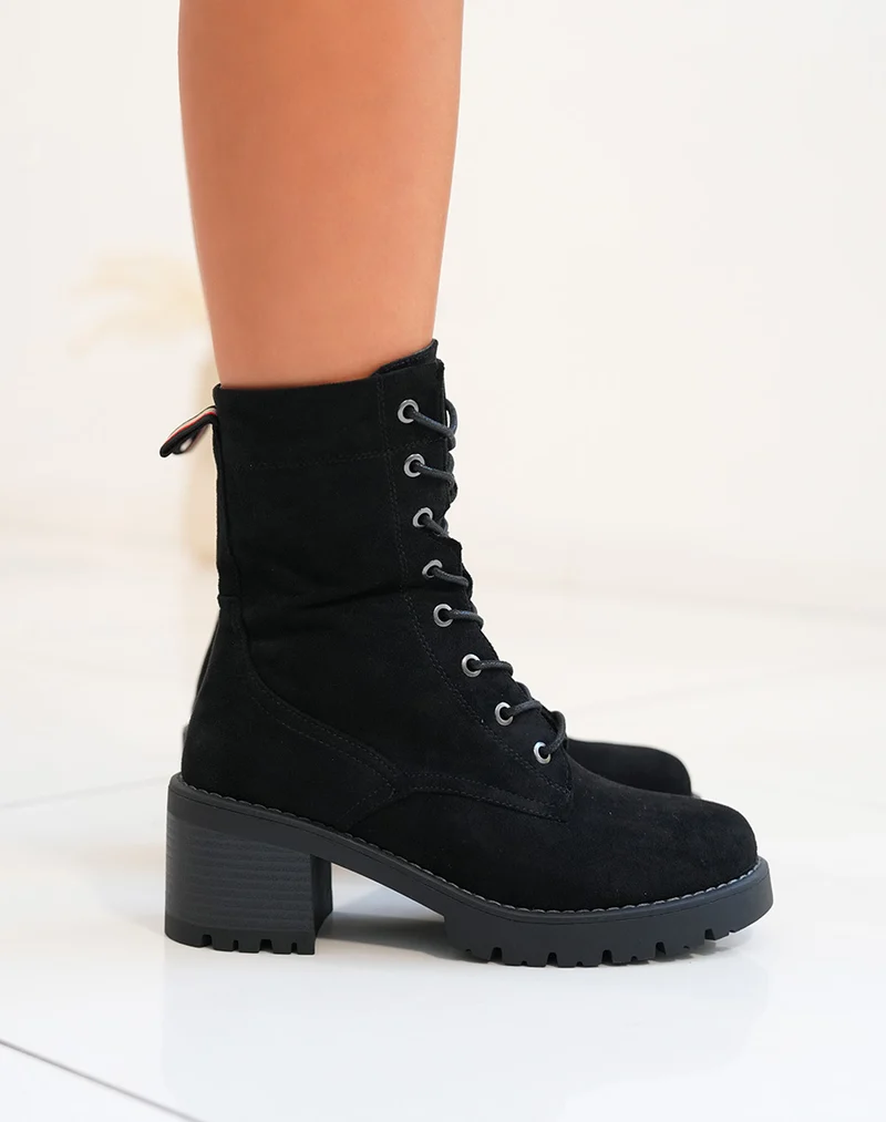 Bottines femme noires haut perchées en suédine