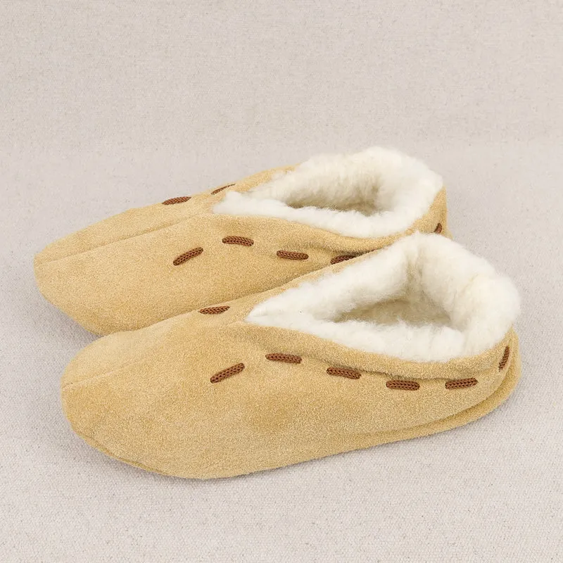 Chaussons en cuir fourrés