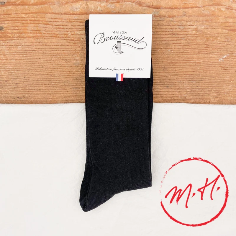 Chaussettes noires en fil d'Ecosse