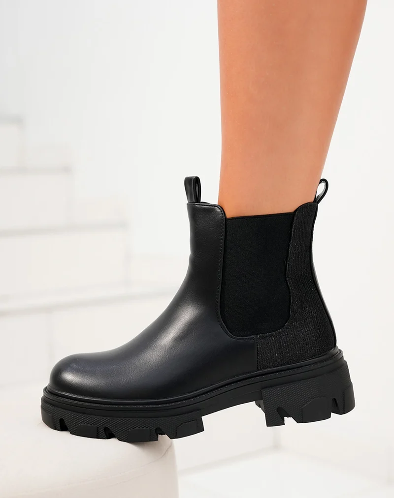 Bottines noires style chelsea avec effet brillant