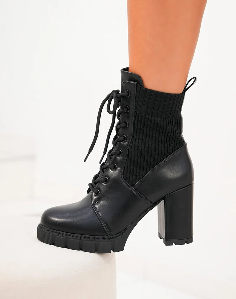 Bottines à Lacets Bi-matière - L'Alliance Parfaite du Style et du Confort