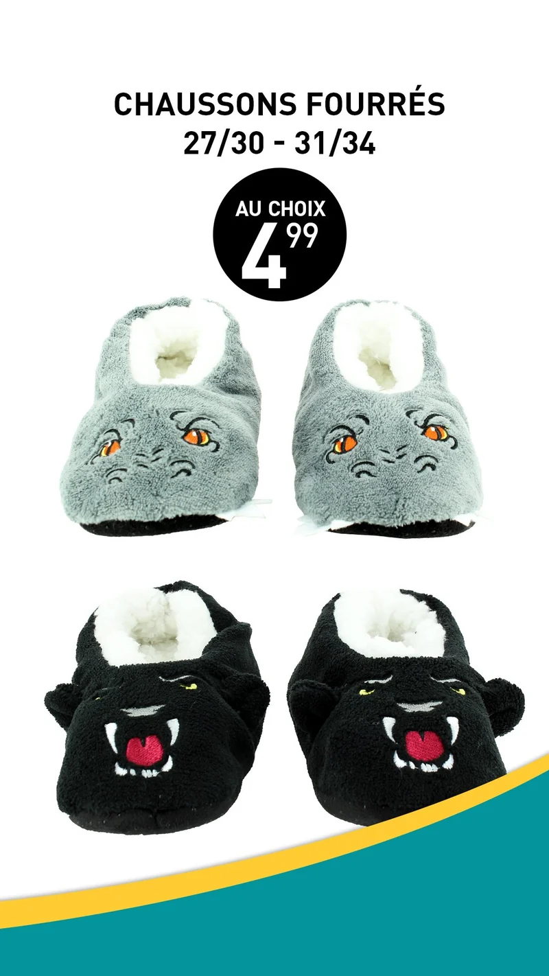 PR CHAUSSONS FOURRES MONSTRE SEMELLE SUEDE 27/30 31/34