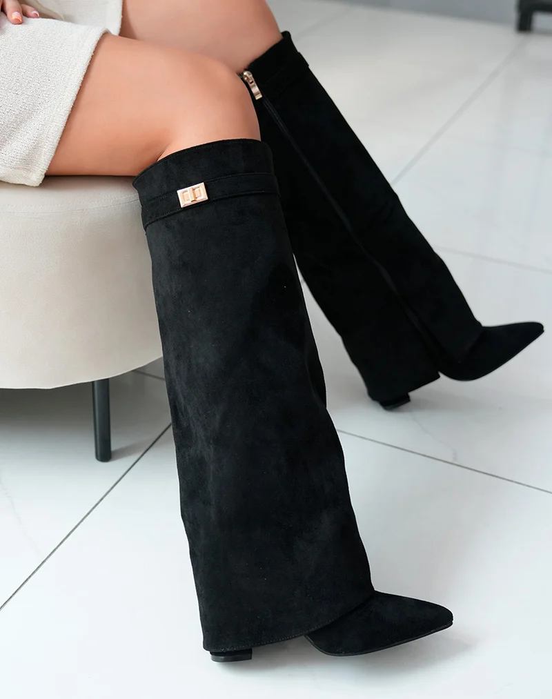 Bottes Femme Noires en Suédine