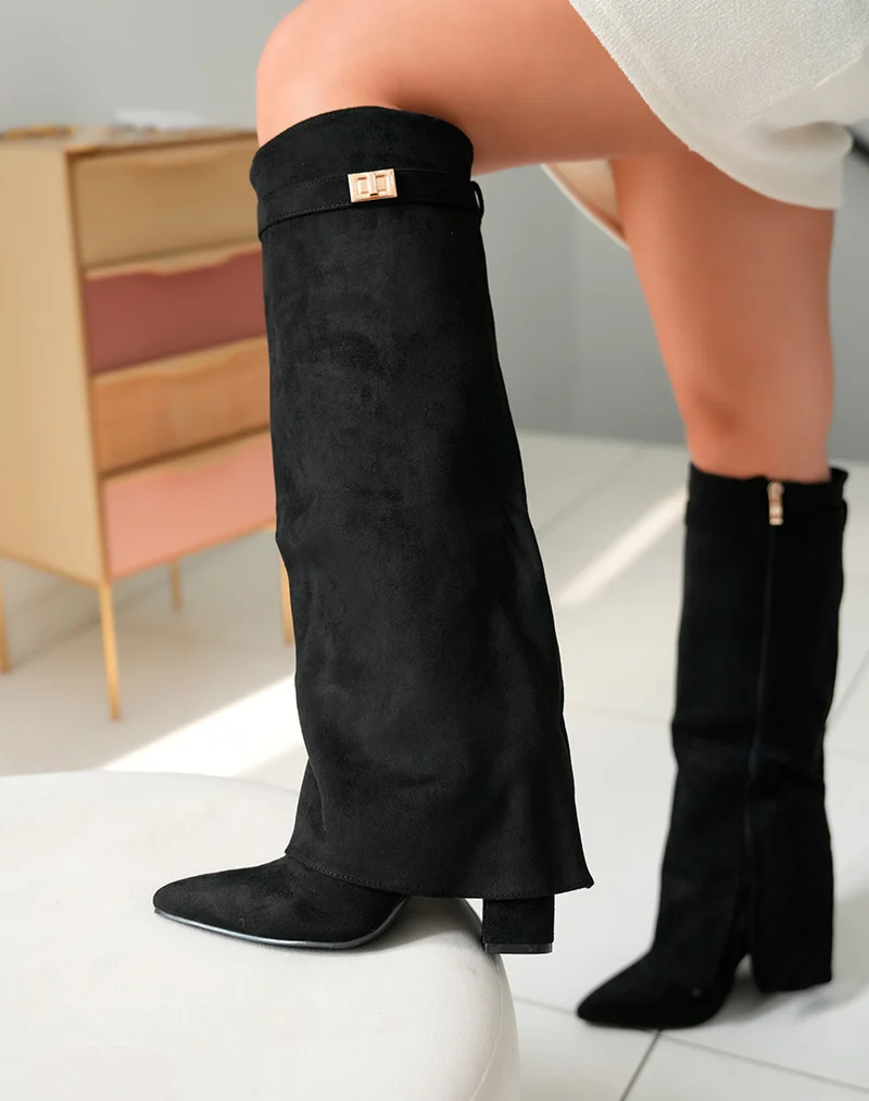 Bottes Femme Noires en Suédine