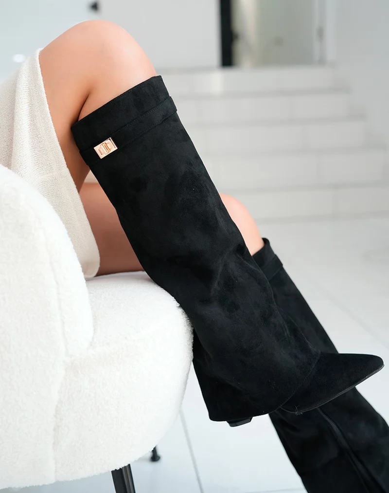 Bottes Femme Noires en Suédine