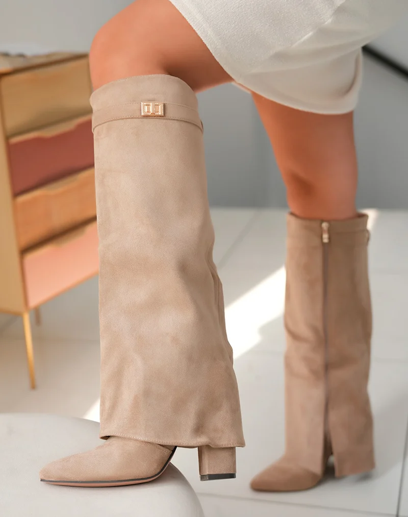 Bottes Femme Taupe en Suédine