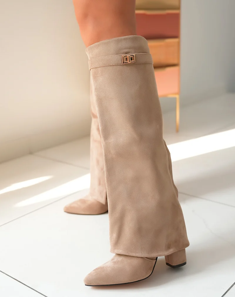Bottes Femme Taupe en Suédine