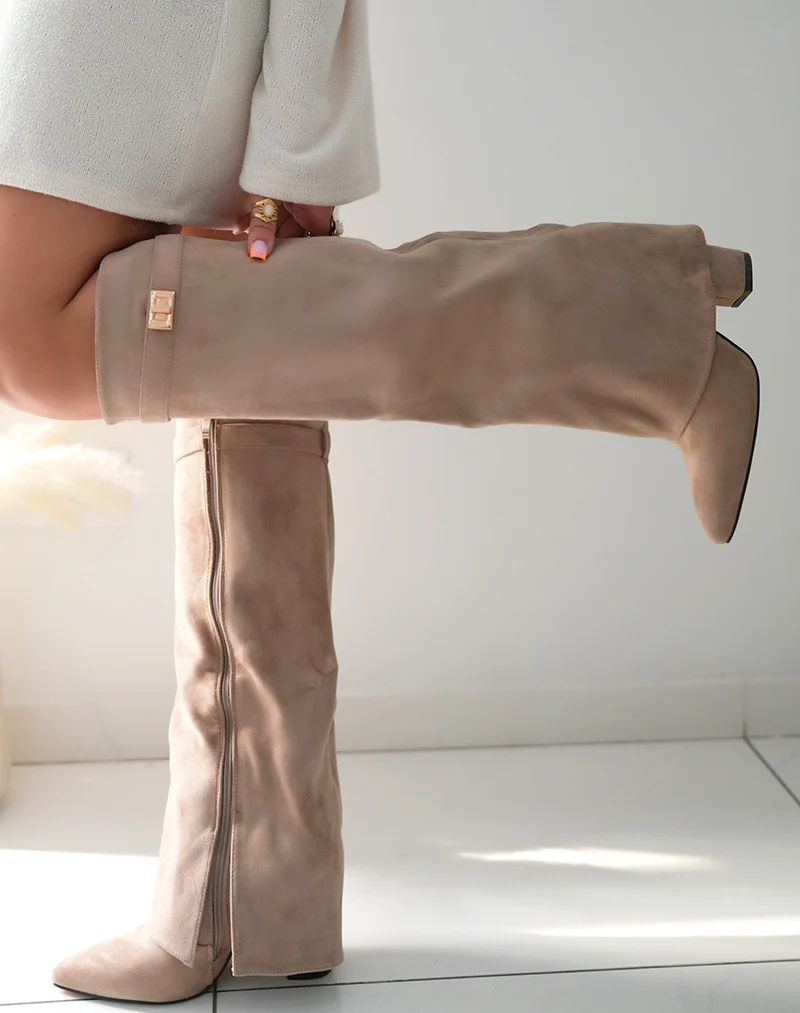 Bottes Femme Taupe en Suédine